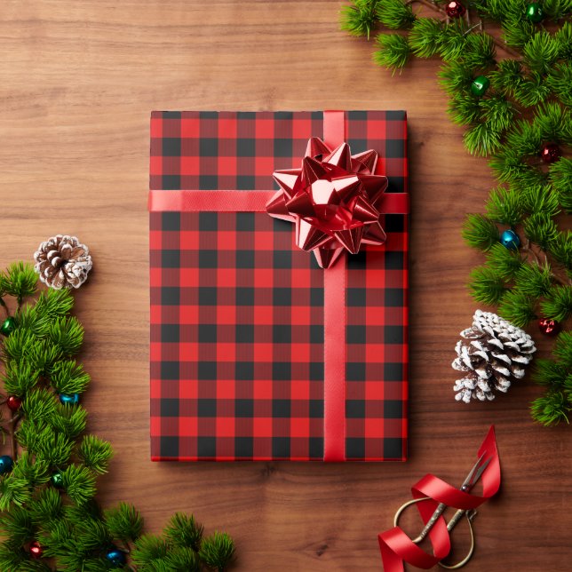 Red Black Buffalo Lumberjack Check Christmas Wrapping Paper (Holiday Gift)