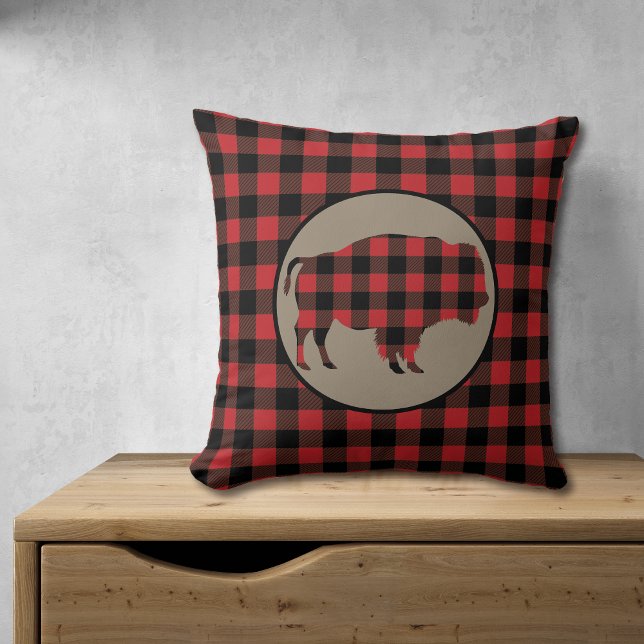 Red Black Buffalo Plaid Bison Cushion (Creator Uploaded)