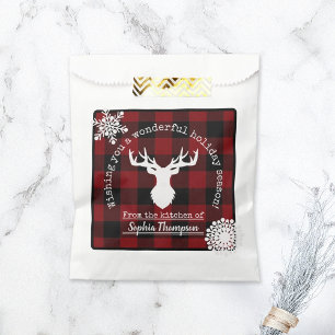Red Black Buffalo Plaid Christmas Party Favour Bags