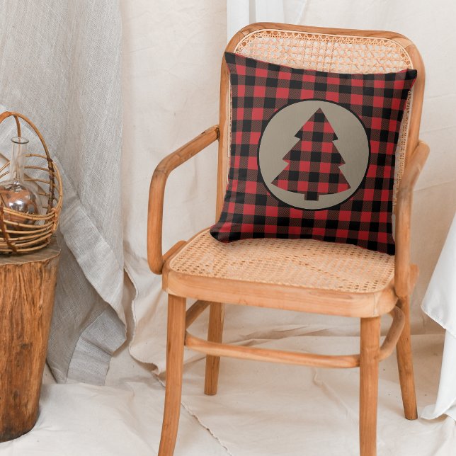 Red Black Buffalo Plaid Christmas Tree Cushion (Creator Uploaded)