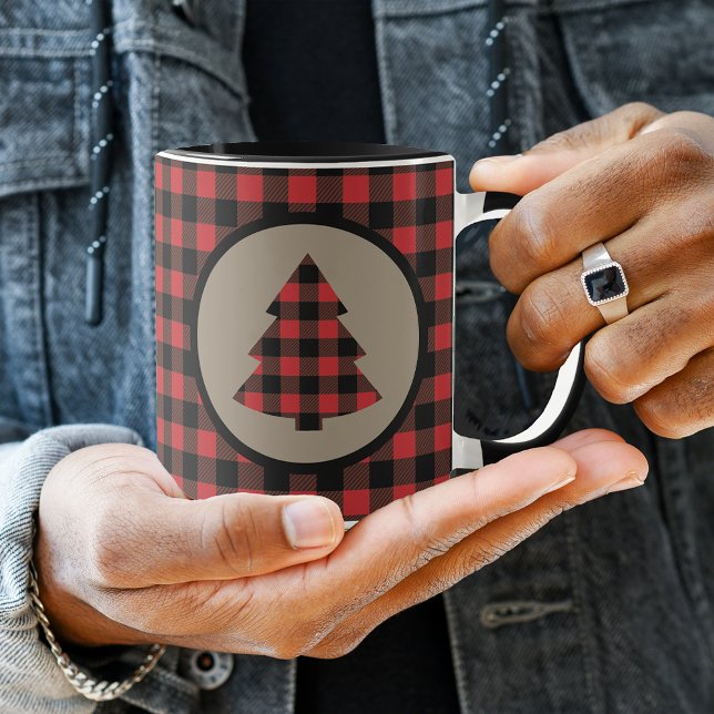 Red Black Buffalo Plaid Christmas Tree Mug (Creator Uploaded)