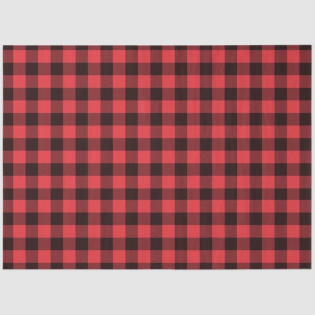 Red Black Buffalo Plaid Decoupage Tissue Paper (Front)