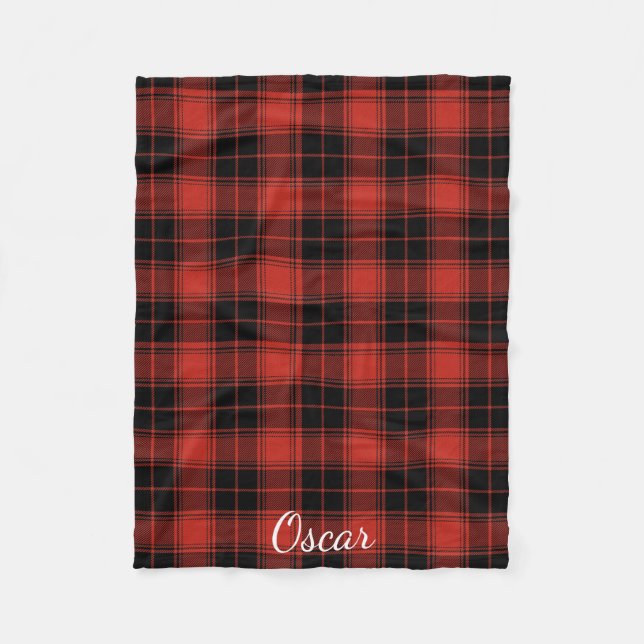 Red/Black Buffalo Plaid Fleece Blanket (Front)