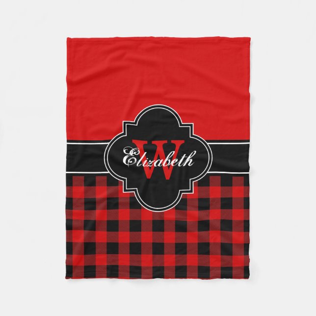 Red Black Buffalo Plaid Lumberjack CB 1IQIRN Fleece Blanket (Front)