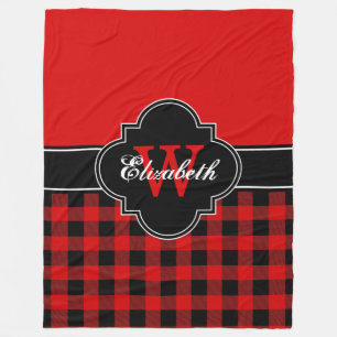Red Black Buffalo Plaid Lumberjack CB 1IQIRN Fleece Blanket