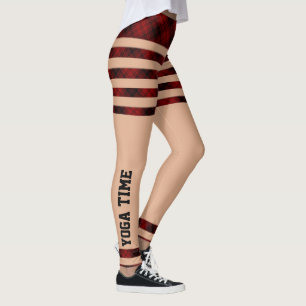 Red Black Buffalo Plaid Lumberjack Style Yoga Time Leggings