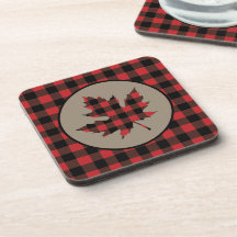 Red Black Buffalo Plaid Maple Leaf