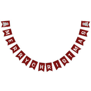 Red Black Buffalo Plaid Merry Christmas Bunting