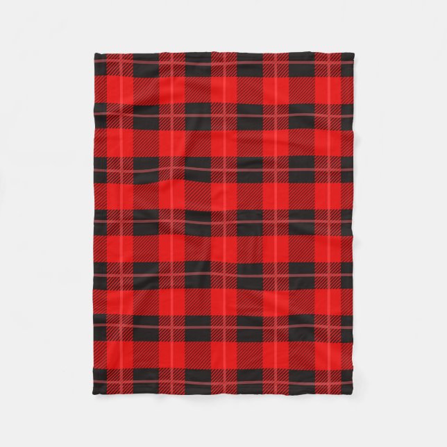 Red & Black Buffalo Plaid Pattern Fleece Blanket (Front)