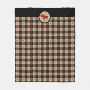 Red Black Buffalo Plaid Pattern Moose Fleece Blanket