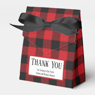 Red Black Buffalo Plaid Rustic Favour Box
