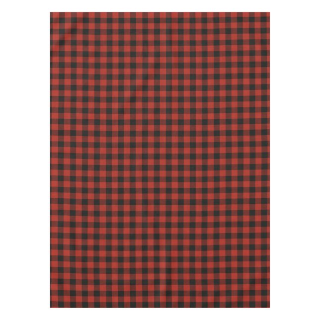 Red Black Buffalo Plaid Rustic Festive Farmhouse Tablecloth (Front)