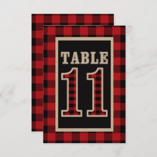 Red & Black Buffalo Plaid Rustic Table Number 11