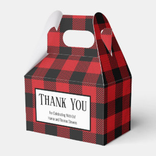 Red Black Buffalo Plaid Rustic Wedding Favour Box