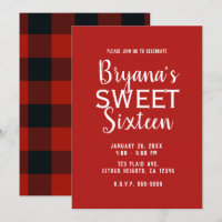 Red & Black Buffalo Plaid Sweet 16 Birthday Party