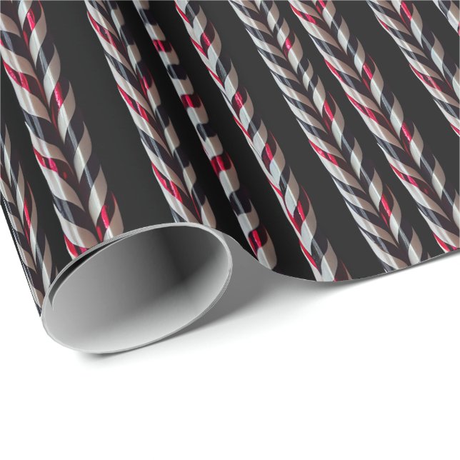 Red & Black Candy Cane Goth Christmas Gift Paper (Roll Corner)
