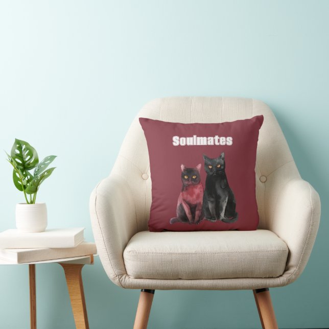Red Black Cats Soulmates Cushion (Chair)