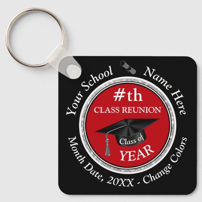 Red, Black Cheap, Souvenirs for Class Reunion, Key Ring (Front)