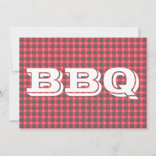 Red Black Check Plaid BBQ Invitation