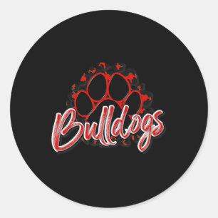 Red Black Cheetah School Sports Fan Team Spirit  Classic Round Sticker