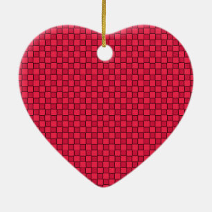 Red Black Chequerboard Ceramic Tree Decoration