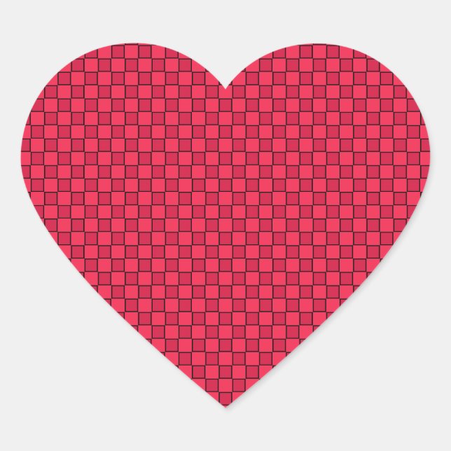 Red Black Chequerboard Heart Sticker (Front)