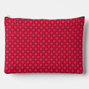 Red Black Chequerboard Large Accessory Pouch