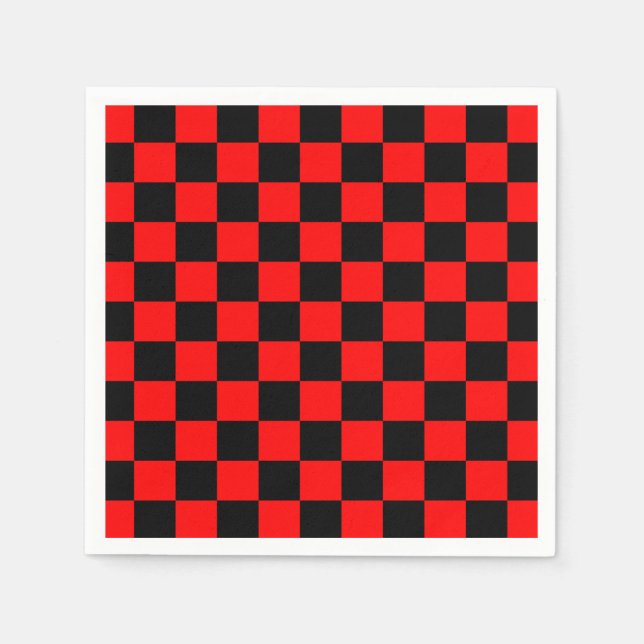 Red Black Chequerboard Napkin (Front)