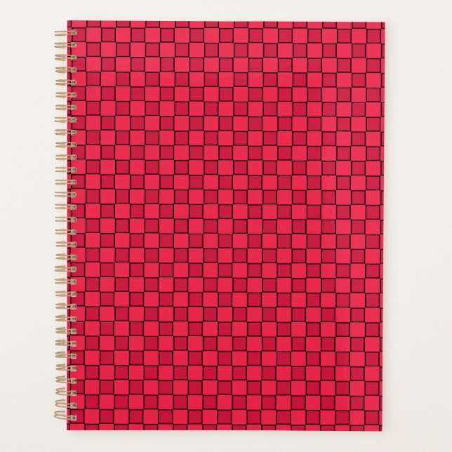 Red Black Chequerboard Planner (Front)