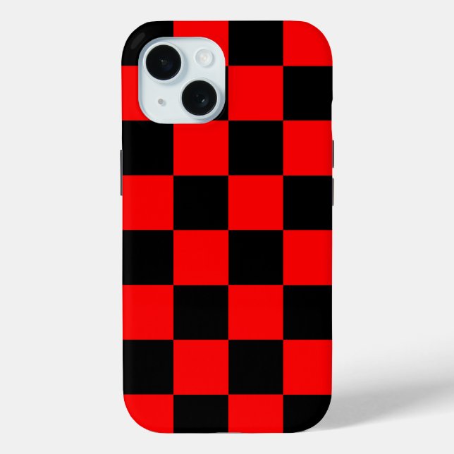 Red Black Chequered Check Pattern Case-Mate iPhone Case (Back)