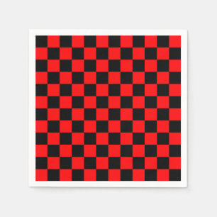 Red Black Chequered Check Pattern Napkin