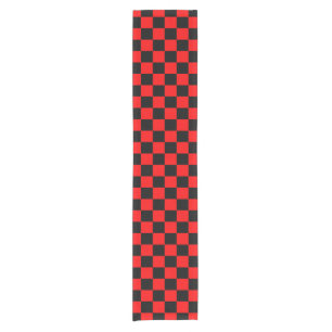 Red Black Chequered Check Pattern Short Table Runner