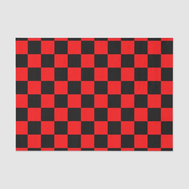 Red Black Chequered Check Pattern Tissue Paper (Front)