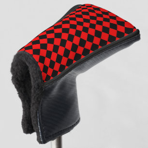 Red Black Chequered Diamond Pattern Golf Head Cover
