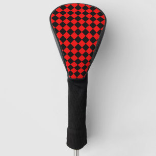 Red Black Chequered Diamond Pattern Golf Head Cover