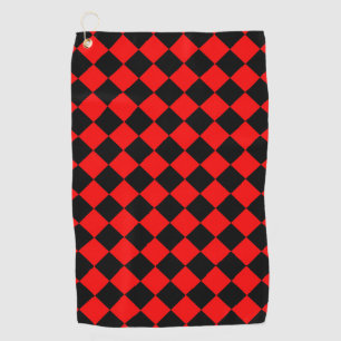 Red Black Chequered Diamond Pattern Golf Towel