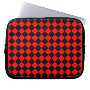 Red Black Chequered Diamond Pattern Laptop Sleeve