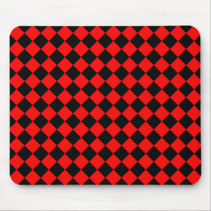 Red Black Chequered Diamond Pattern Mouse Pad