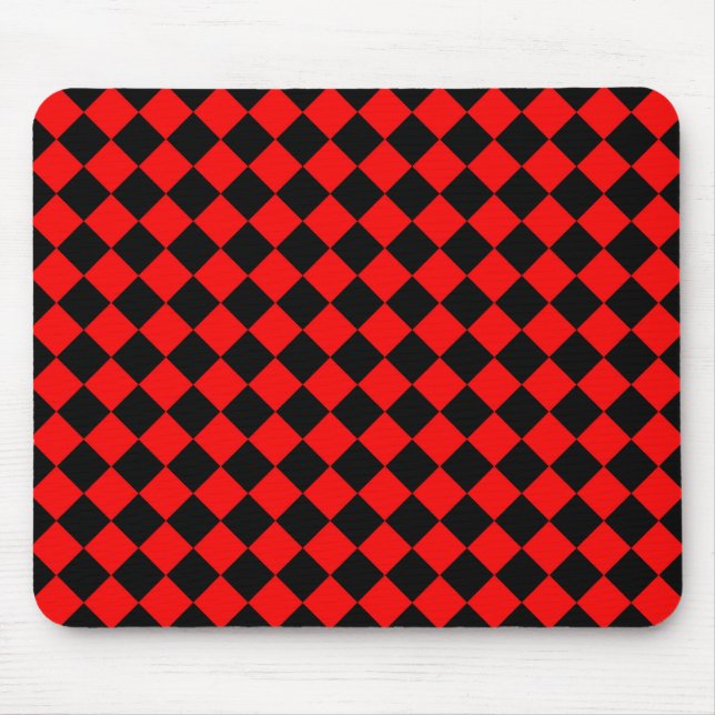 Red Black Chequered Diamond Pattern  Mouse Pad (Front)