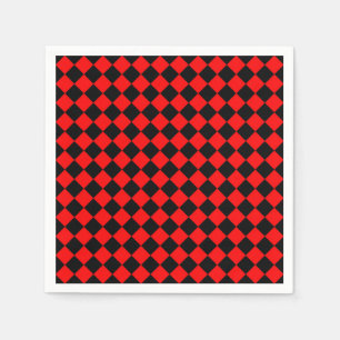 Red Black Chequered Diamond Pattern Napkin