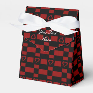 Red & Black Chequered Heart Pattern Favour Box