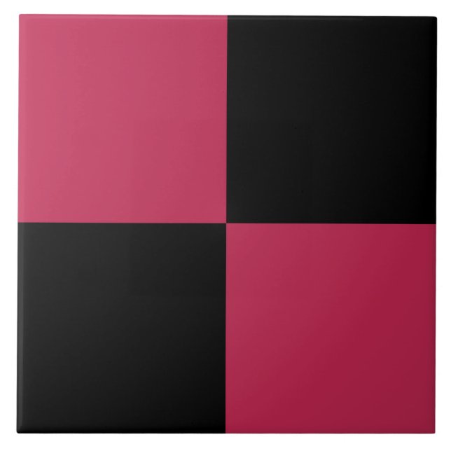 Red Black Chequered Pattern Tile (Front)