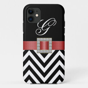 RED BLACK CHEVRON MONOGRAM iPhone 5 Case