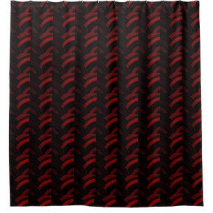 red/black chic sophisticated chevrons pattern shower curtain