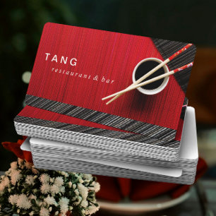 Red Black Chinese Asian Restaurant Chef Catering Business Card