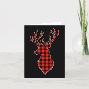 Red Black Christmas Buffalo Plaid Deer Pocket For  Card