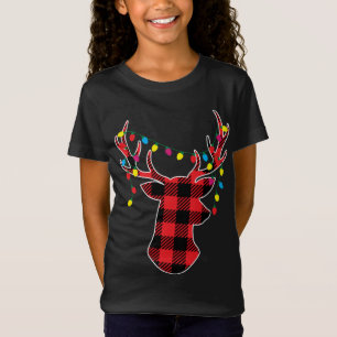 Red Black Christmas Gifts Buffalo Plaid Deer T-Shirt