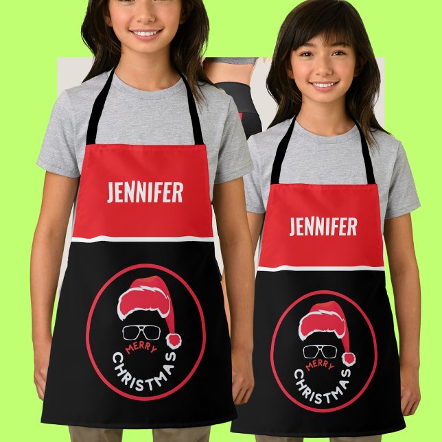 Red Black Christmas Holiday Party Apron (Creator Uploaded)