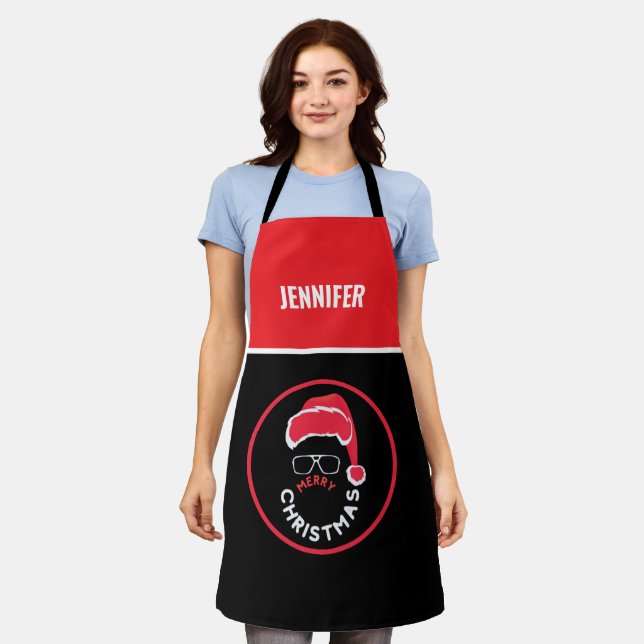 Red Black Christmas Holiday Party Apron (Worn)