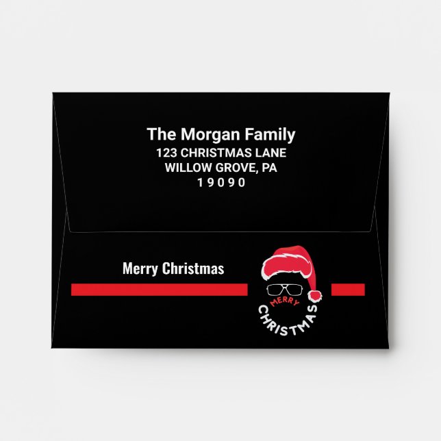 Red Black Christmas Holiday Party Envelope (Back (Top Flap))